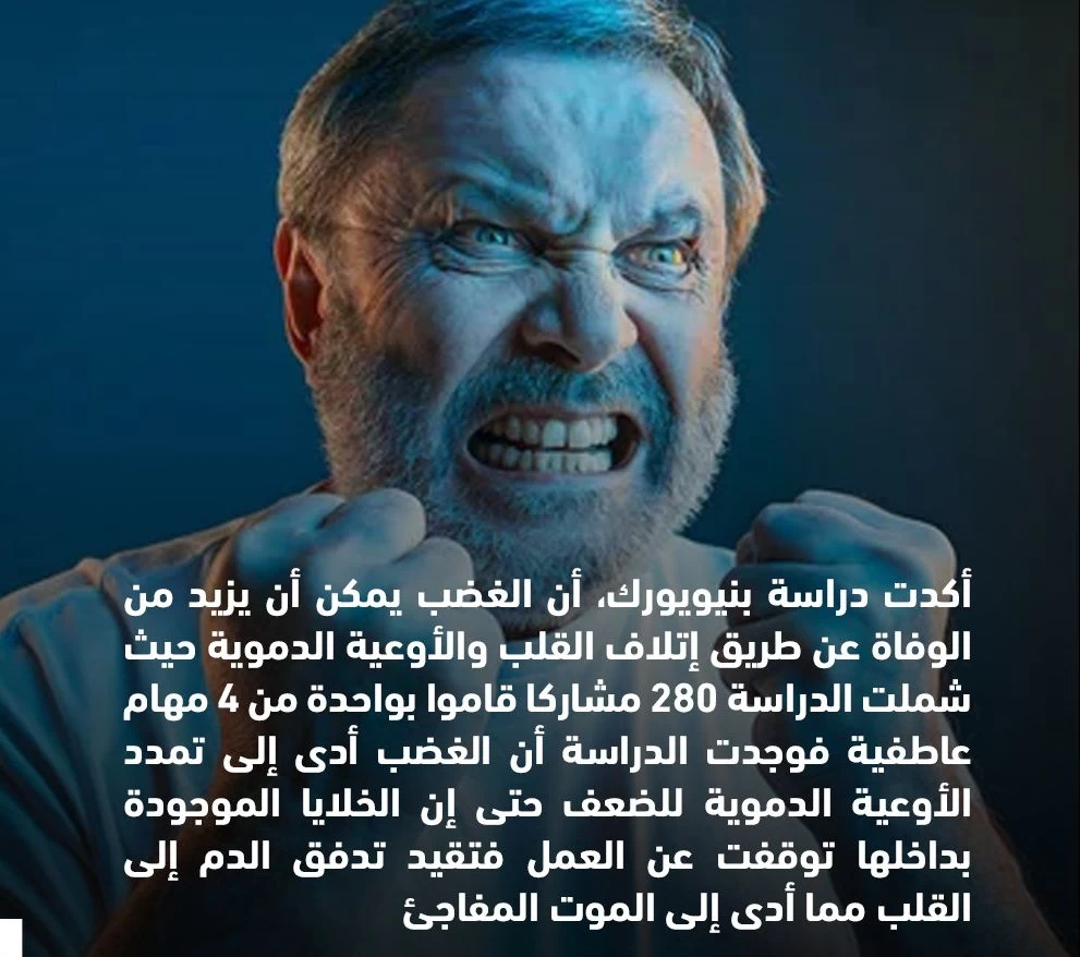 "دراسة بريطانية تحذر: الغضب قد يؤدي إلى الوفاة بشكل مفاجئ"