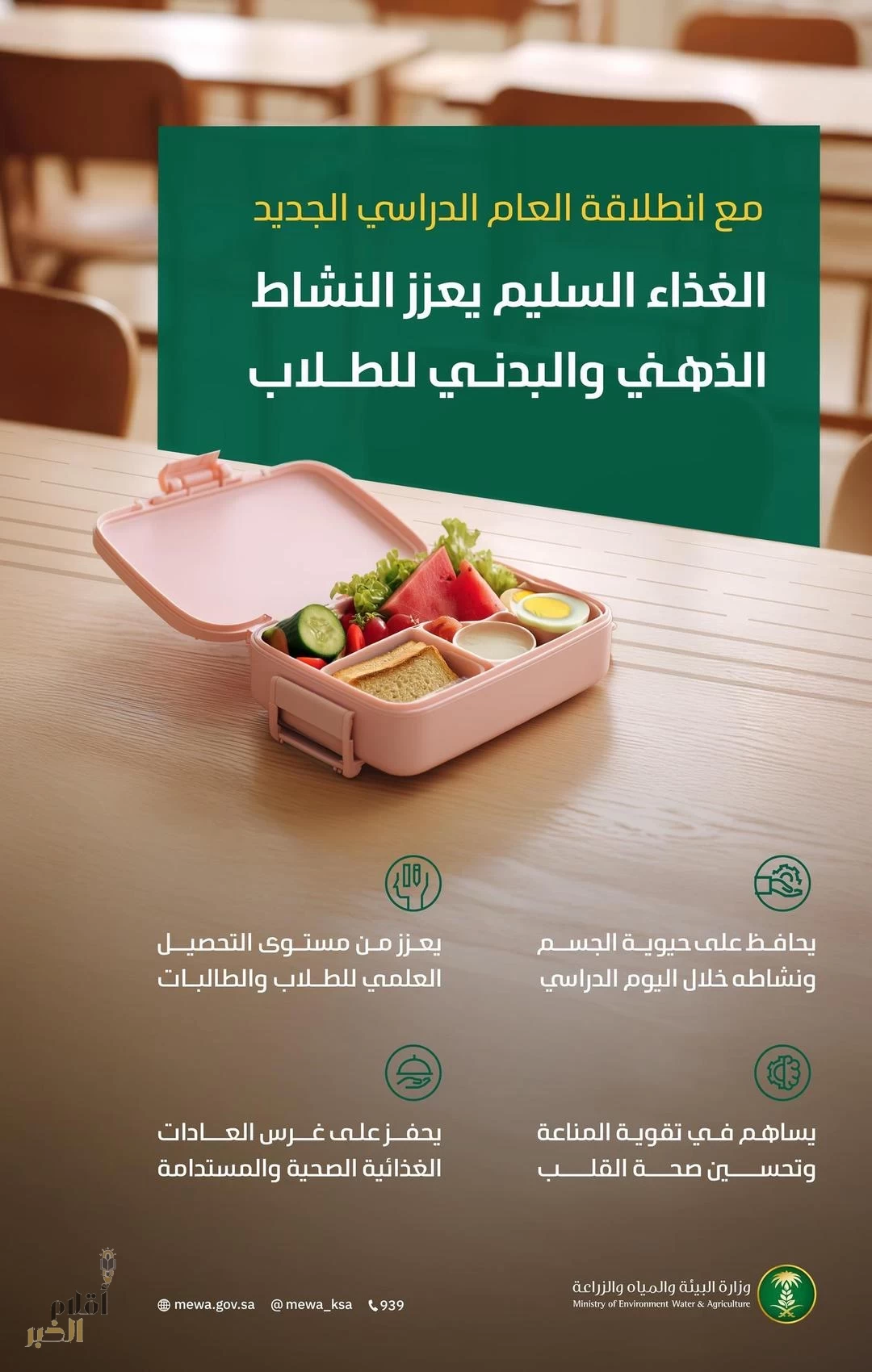 "البيئة" تدعو أجيال المُستقبل إلى اتباع نهج الغذاء السليم مع بداية العام الدراسي الجديد