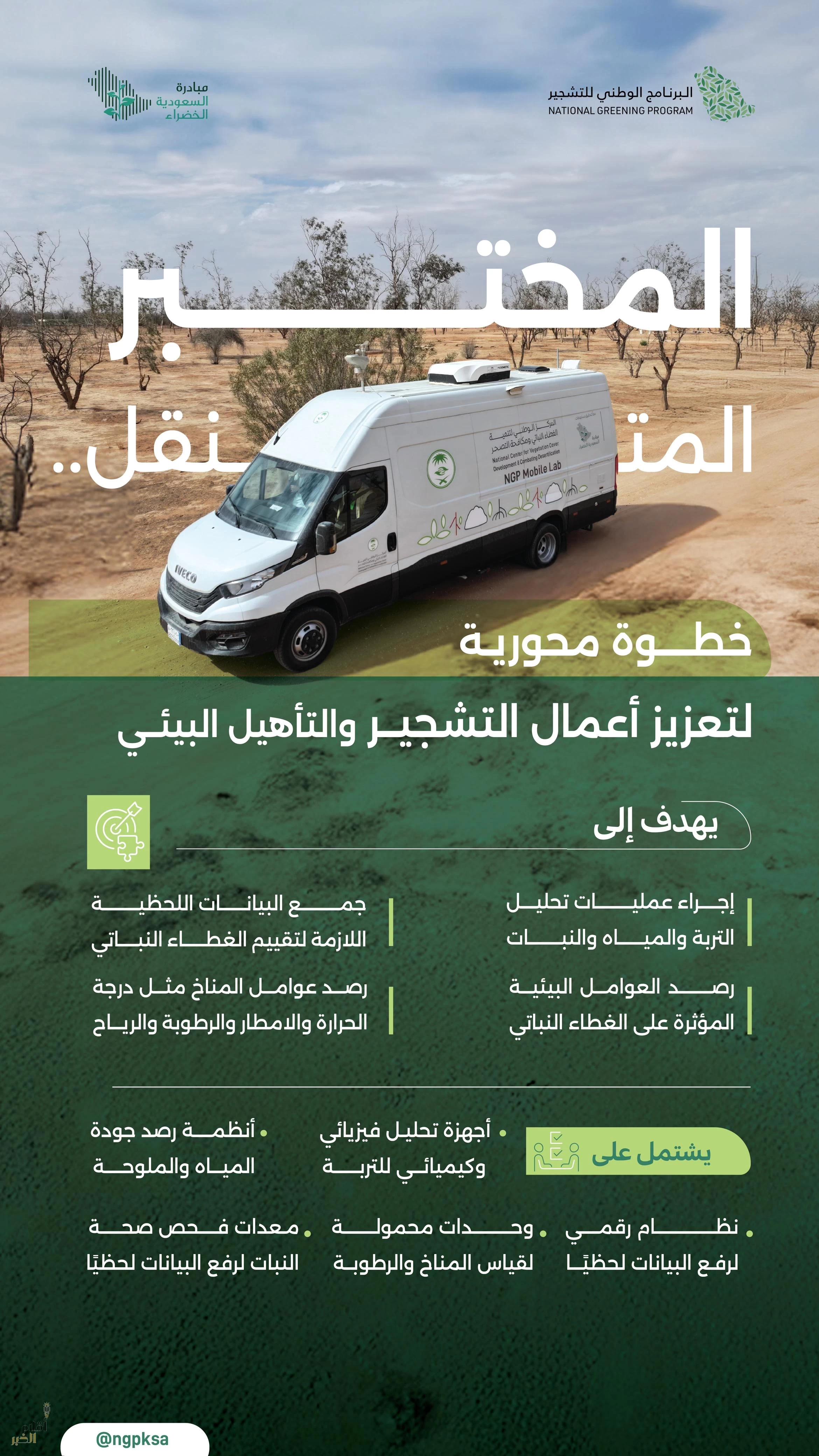 المختبر المتنقل.. نقلة نوعية لتعزيز أعمال التشجير ومكافحة التصحر تحقيقًا للاستدامة البيئية