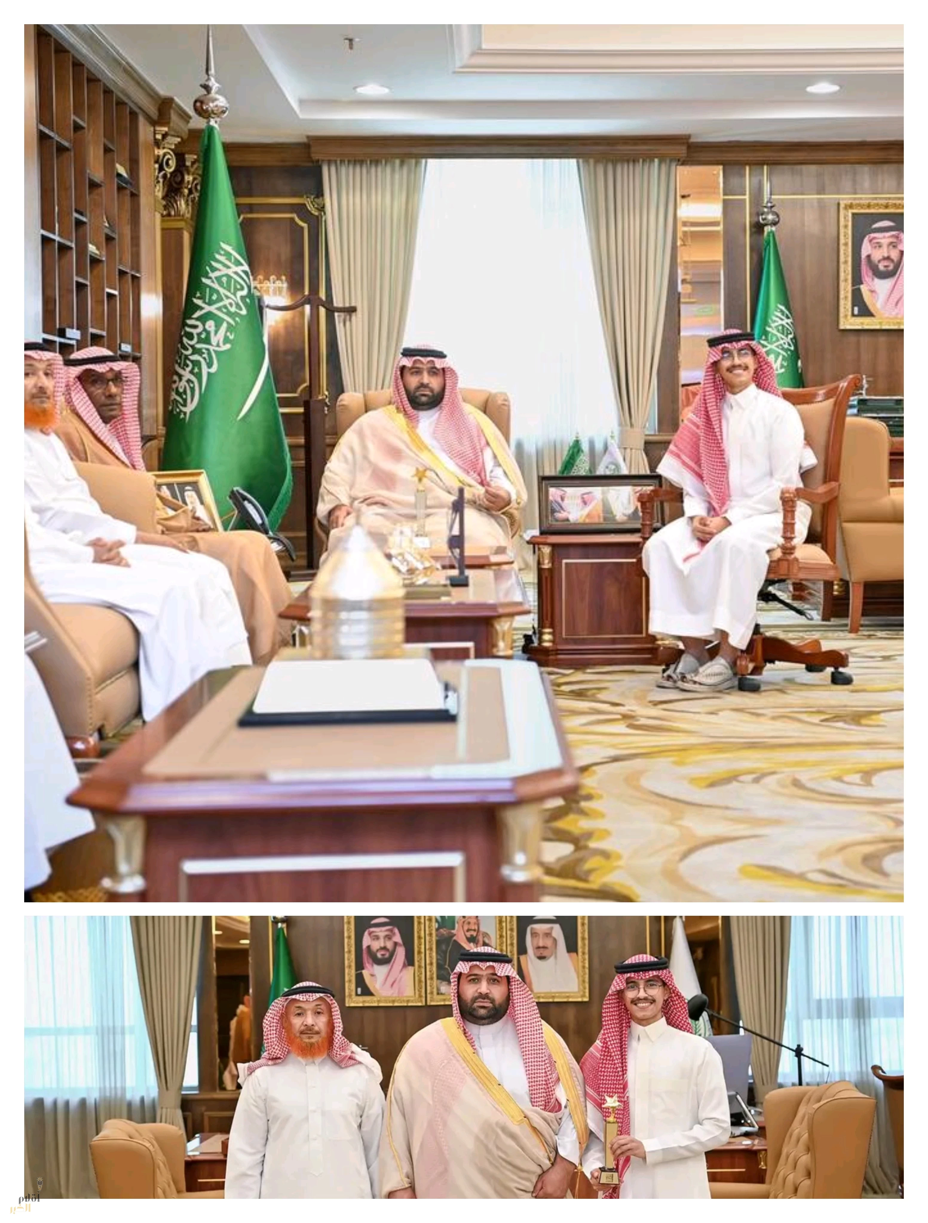 أمير جازان يستقبل الفائز بالمركز الأول في مهرجان الأفلام السينمائية الطلابية