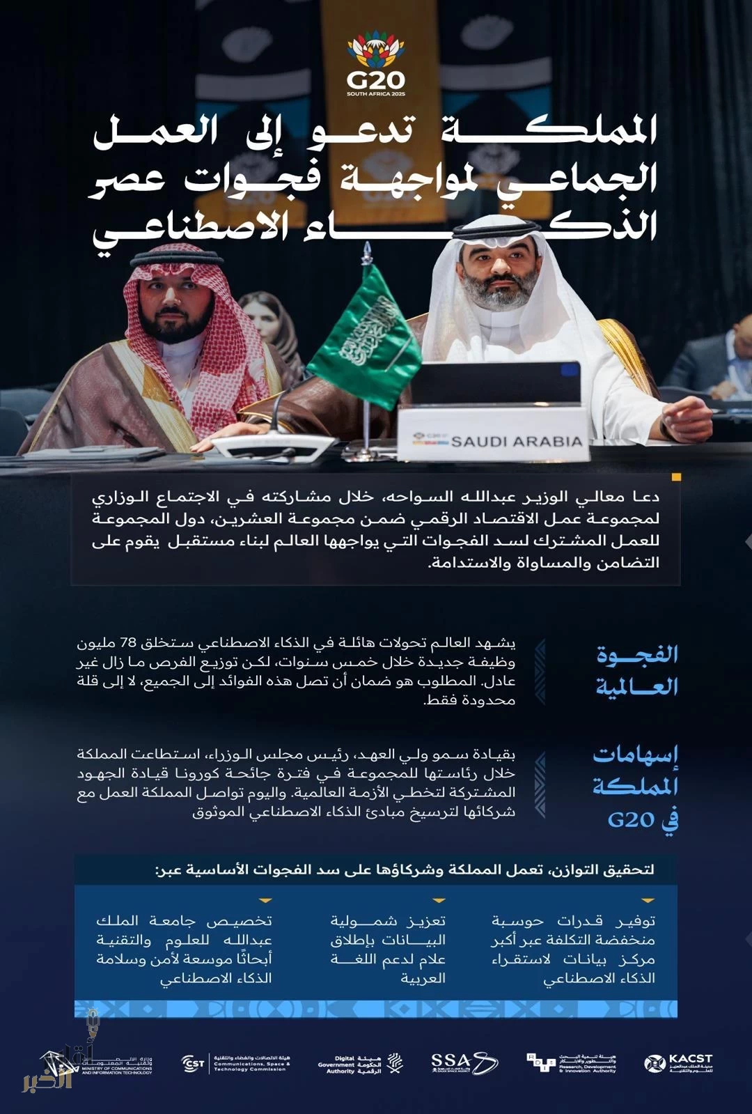 المملكة تبرز جهودها لسد فجوات العصر الذكي خلال اجتماعات G20