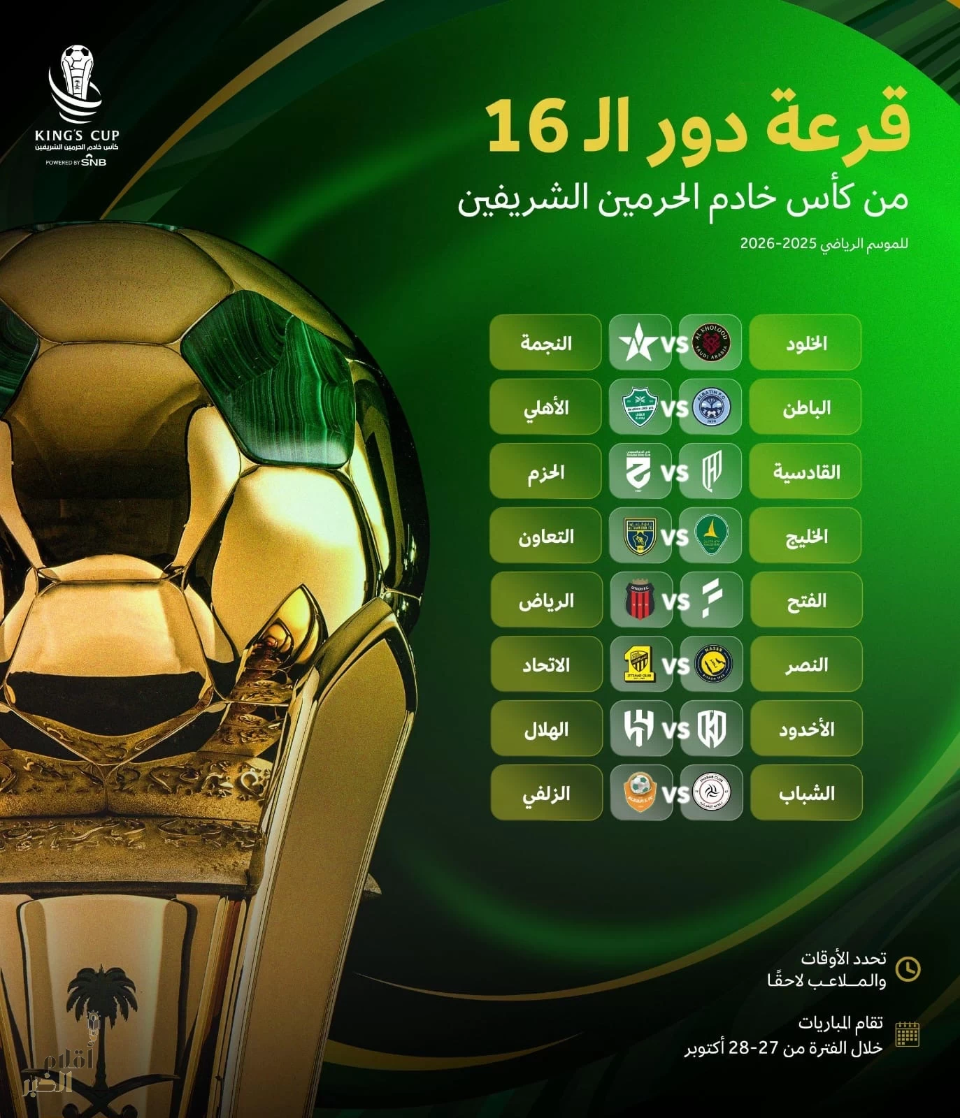 عاجل : قرعة كأس الملك تضع النصر والاتحاد في نهائي مبكر