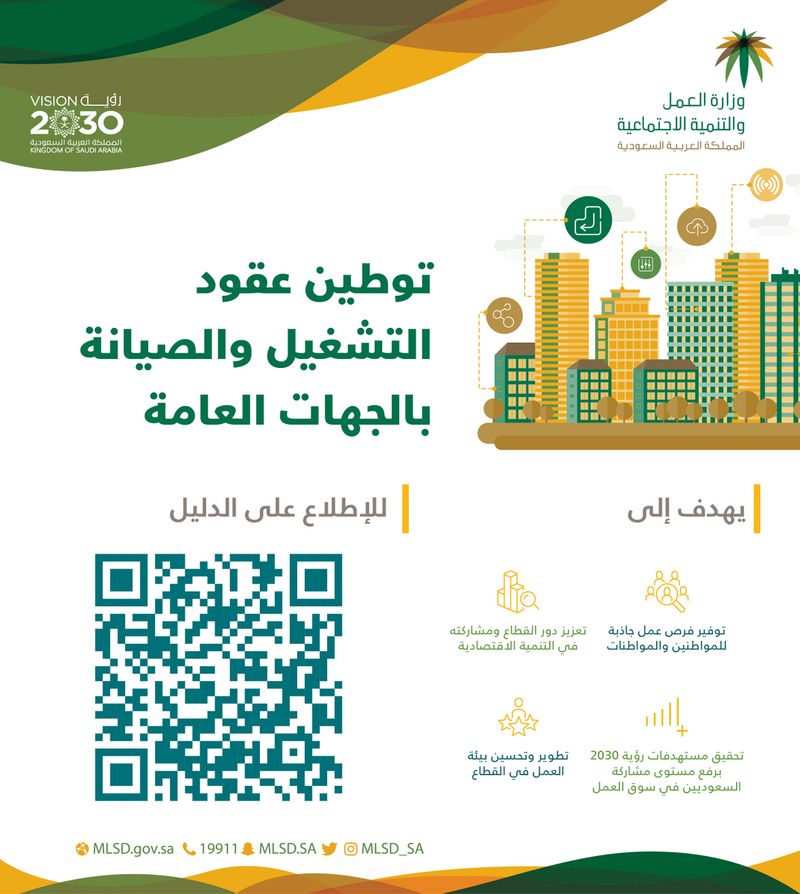 دليل توطين التشغيل والصيانة يُلزم الجهات العامة بنقل السعوديين العاملين في القطاع للعقود الجديدة