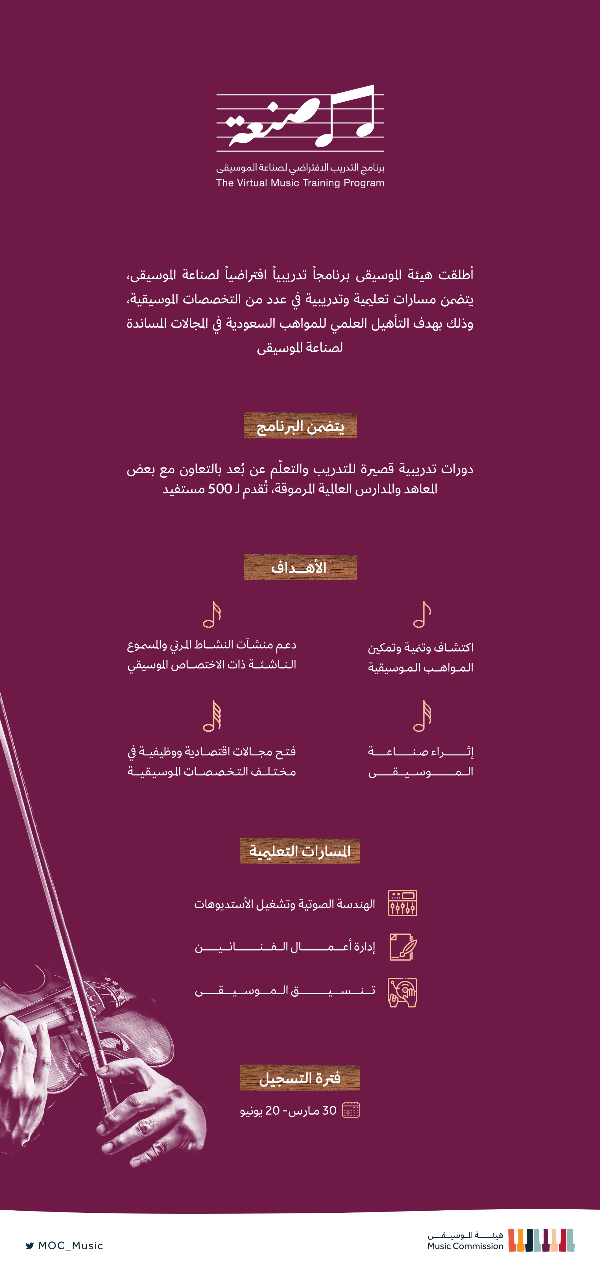 إطلاق برنامج التدريب الافتراضي لصناعة الموسيقى "صَنعة"