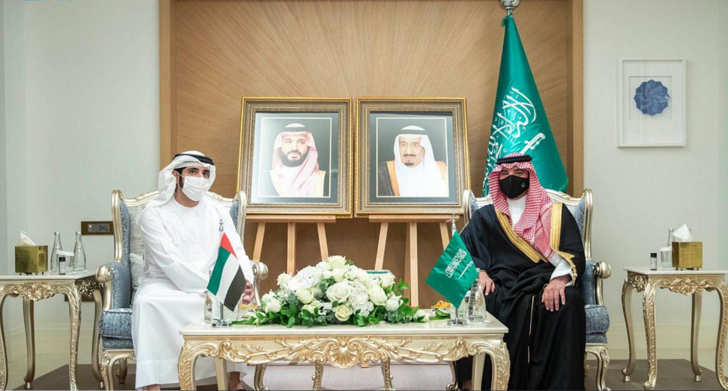 سمو الأمير عبدالعزيز بن سعود يستقبل ولي عهد دبي