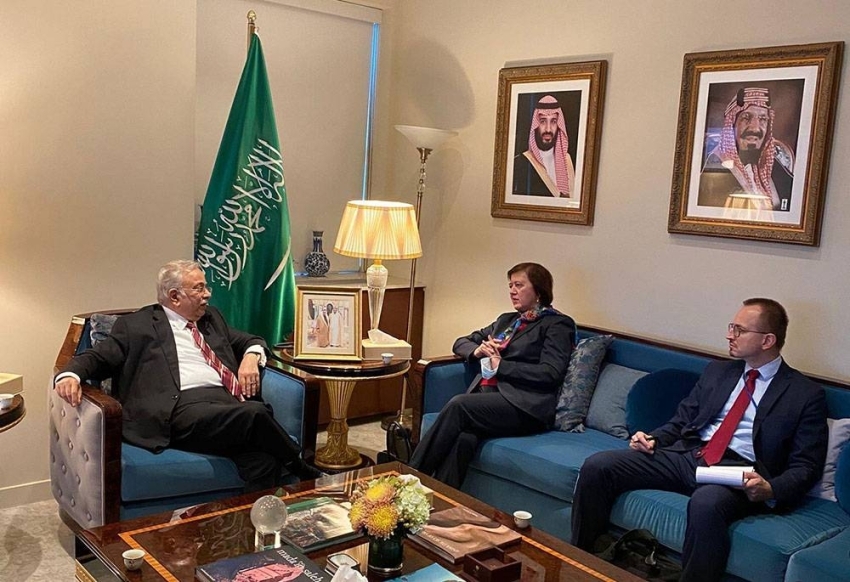 السفير المعلمي يلتقي بالمنسقة الخاصة للبنان لدى الأمم المتحدة