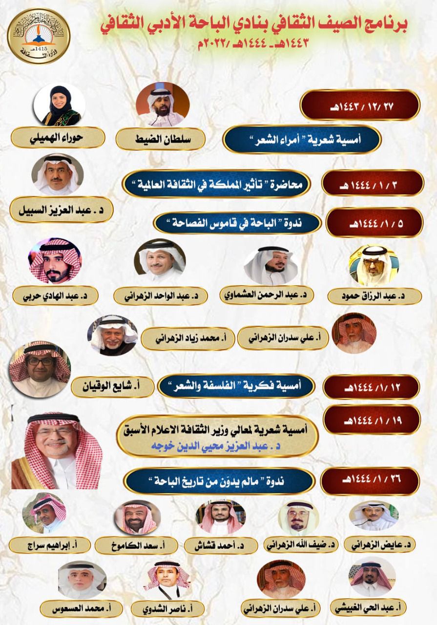 شعر و تاريخ وفلسفة وقافلة ثقافية بأدبي الباحة