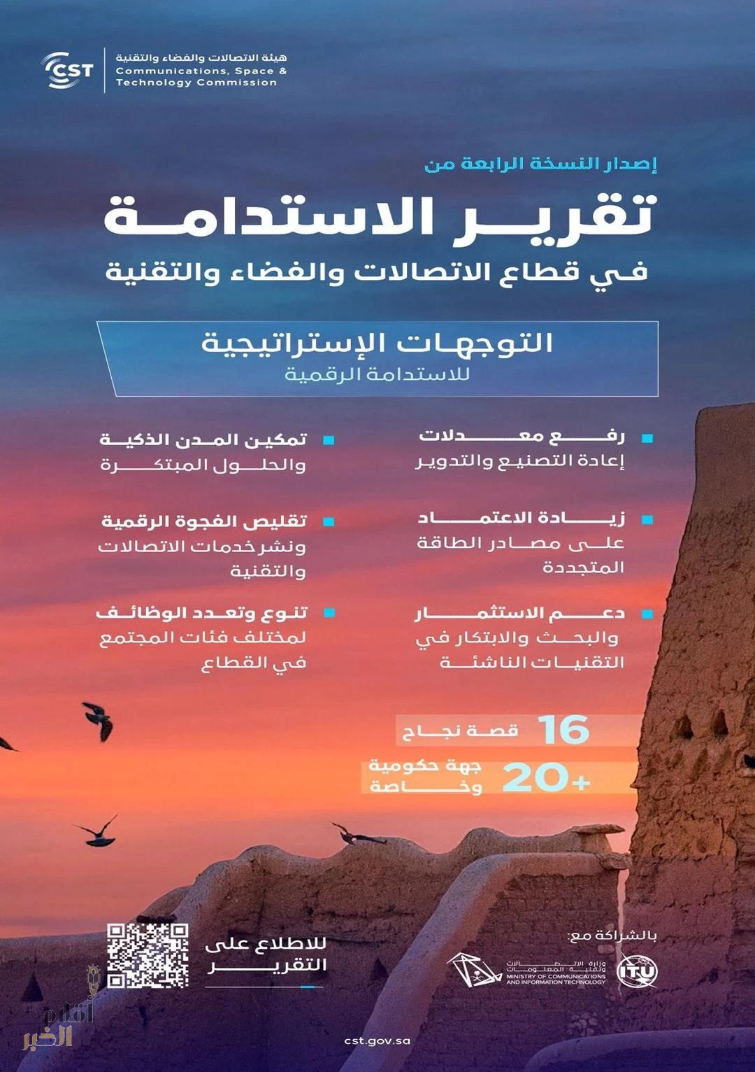 هيئة الاتصالات والفضاء والتقنية تصدر النسخة الرابعة من تقرير "الاستدامة في قطاع الاتصالات والفضاء والتقنية"