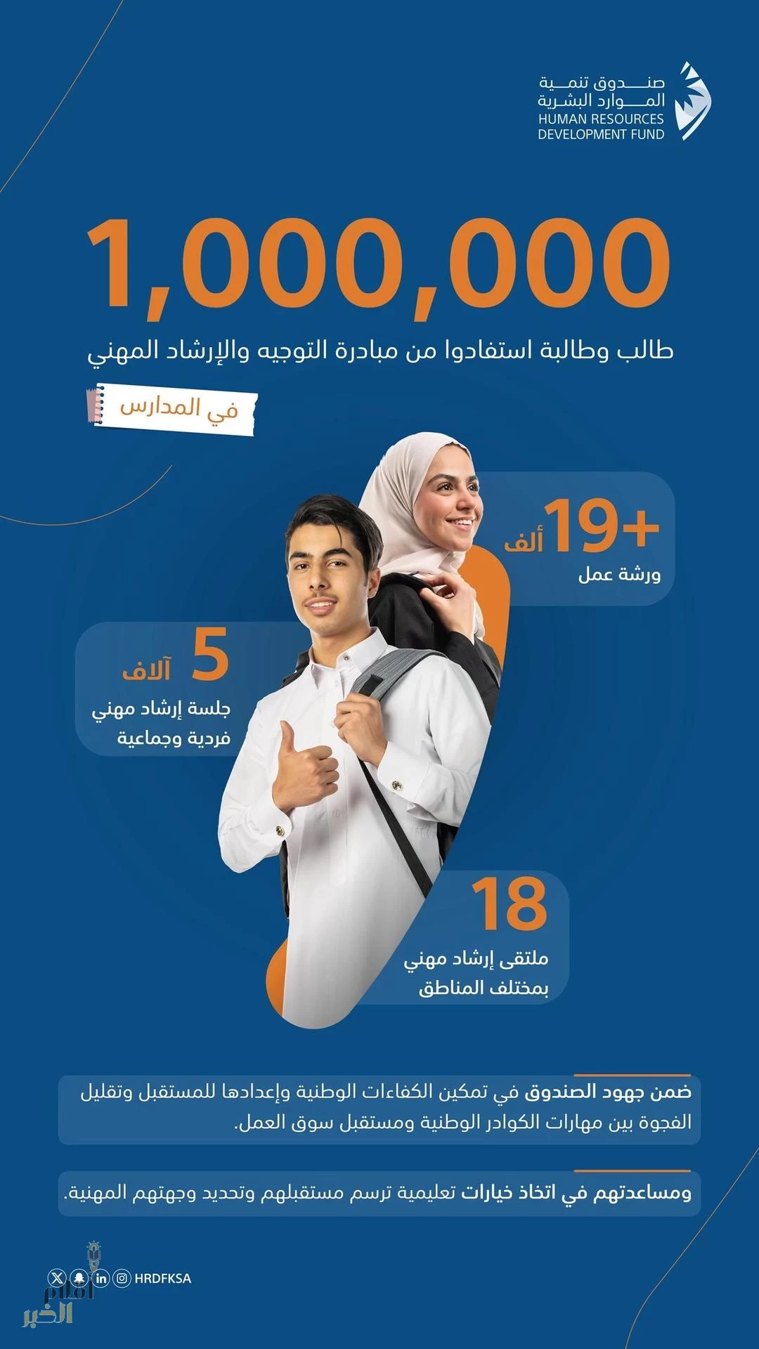 مليون مستفيد من مبادرة التوجيه والإرشاد المهني في المدارس لتمكين الكفاءات الوطنية وإعدادها للمستقبل