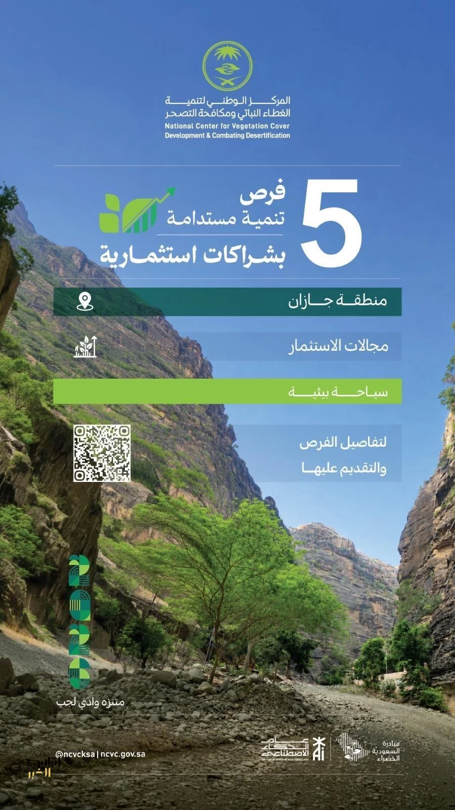 "مركز الغطاء النباتي" يطرح 5 فرص تنمية مستدامة بشراكات استثمارية في منطقة جازان