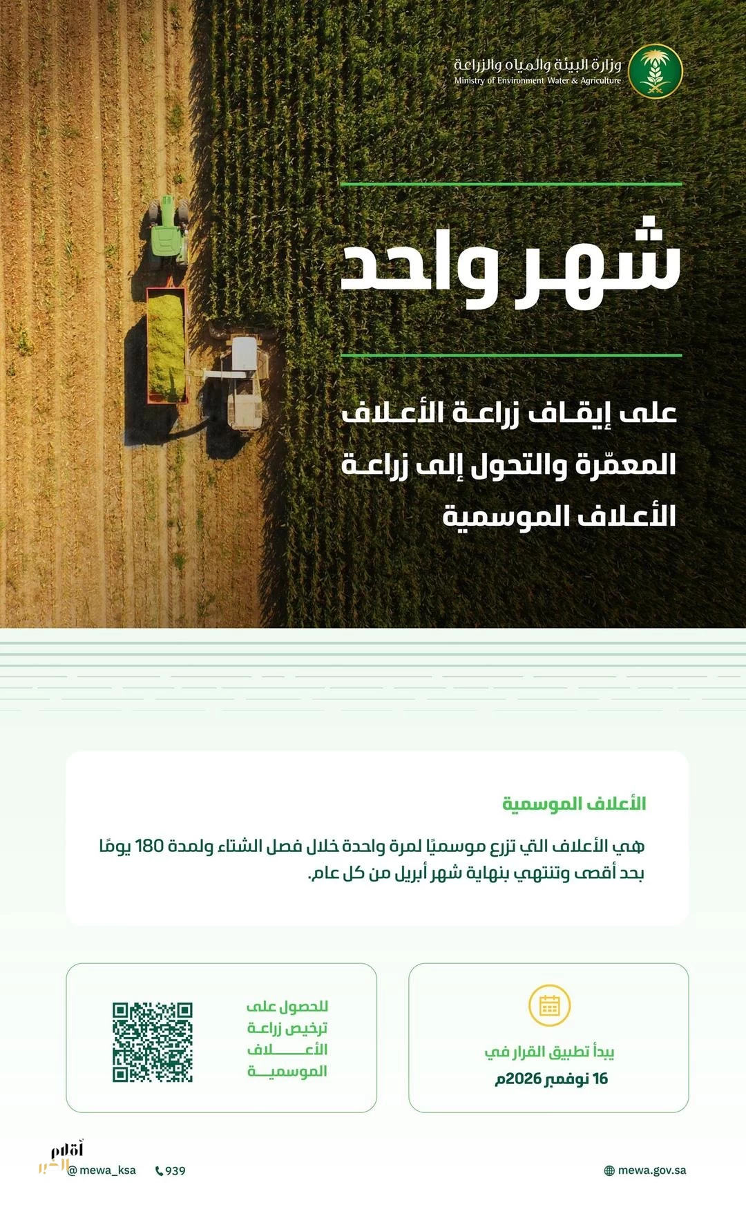 "البيئة": شهرٌ واحد على إيقاف زراعة الأعلاف المعمّرة والتحول إلى زراعة الأعلاف الموسمية