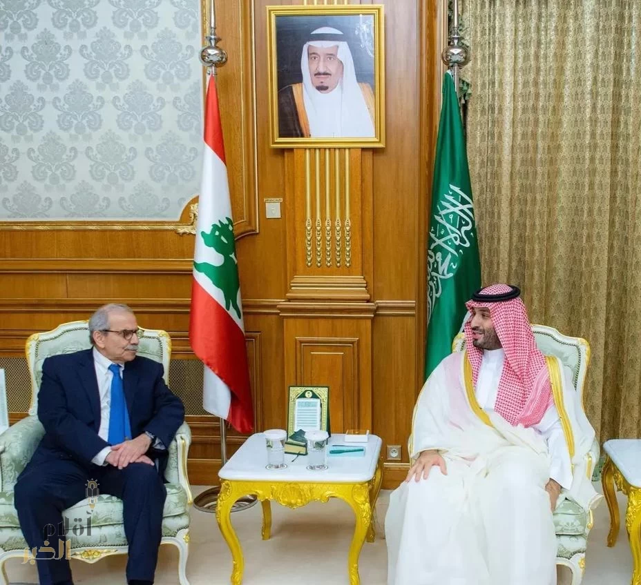 سمو ولي العهد يستقبل رئيس مجلس الوزراء بالجمهورية اللبنانية