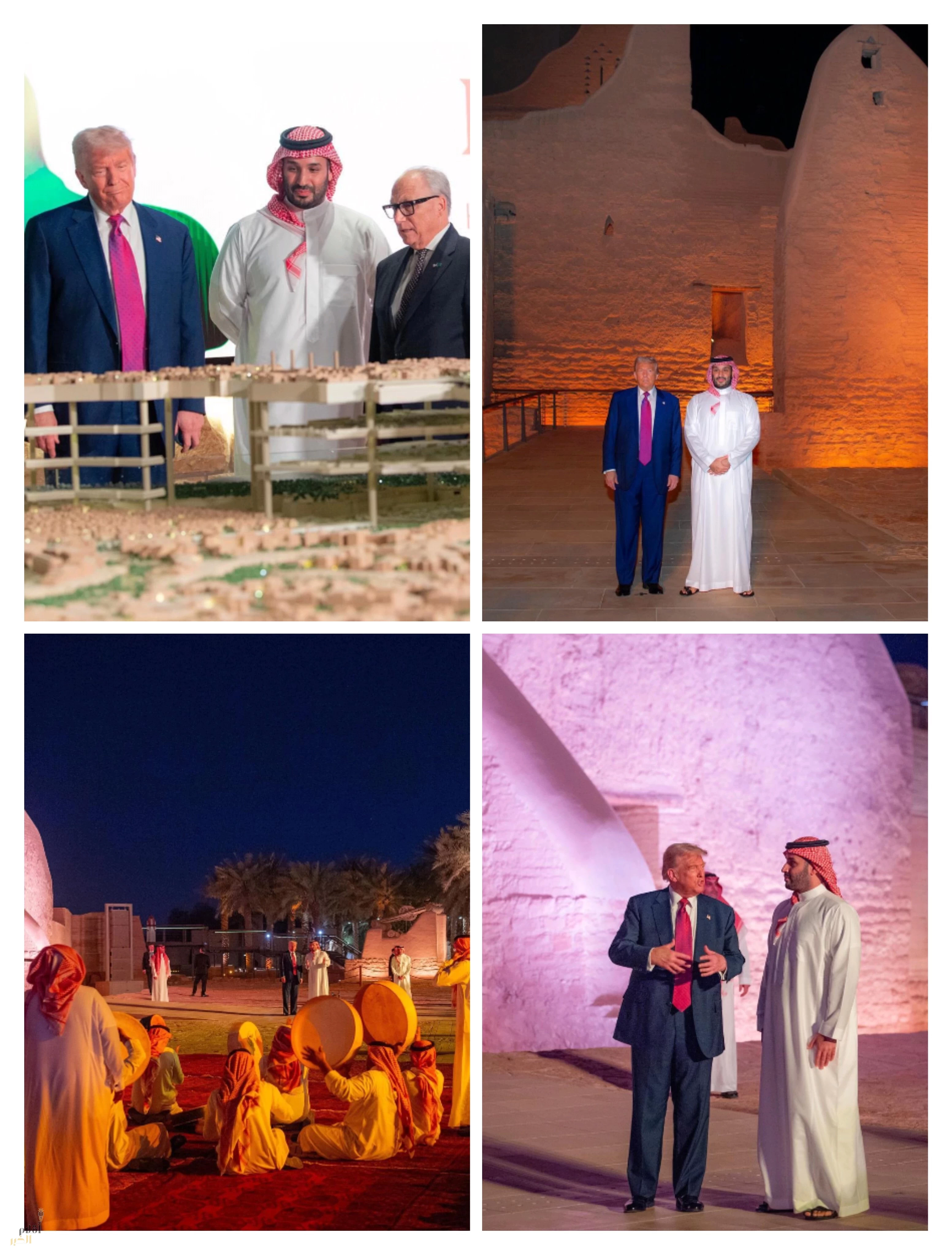 سمو ولي العهد يصطحب الرئيس الأمريكي في جولة بحي الطريف التاريخي في الدرعية