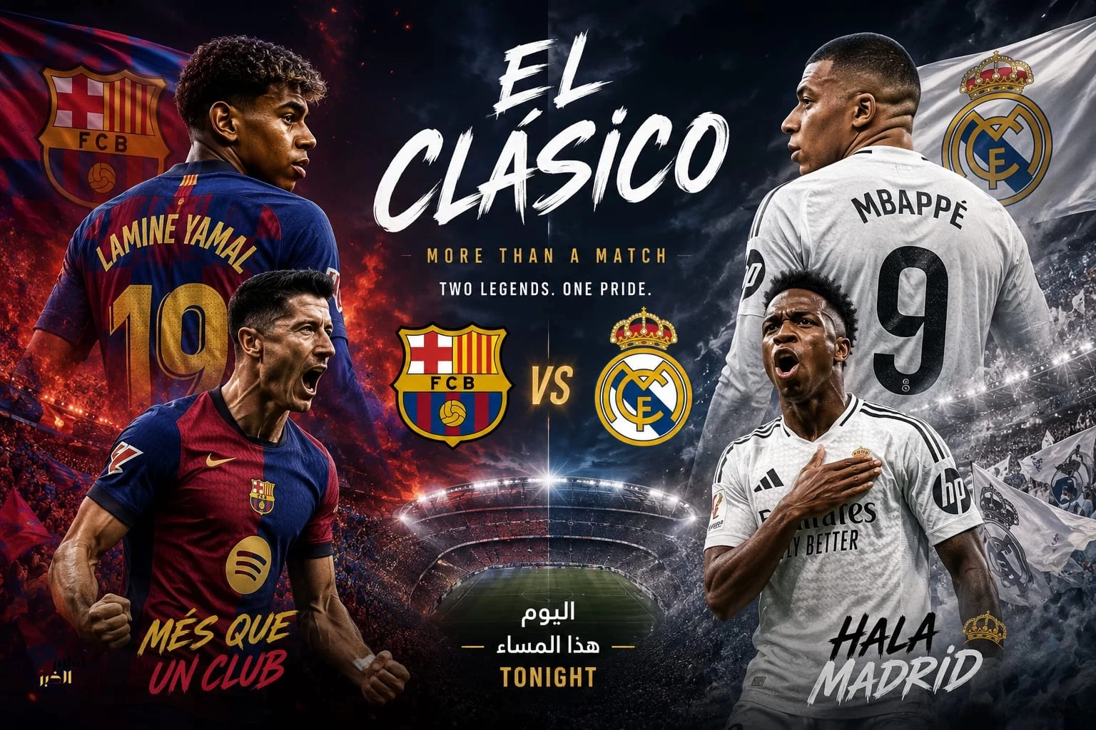 الكلاسيكو يشتعل من جديد.. ريال مدريد وبرشلونة في مواجهة لا تقبل أنصاف الحلول