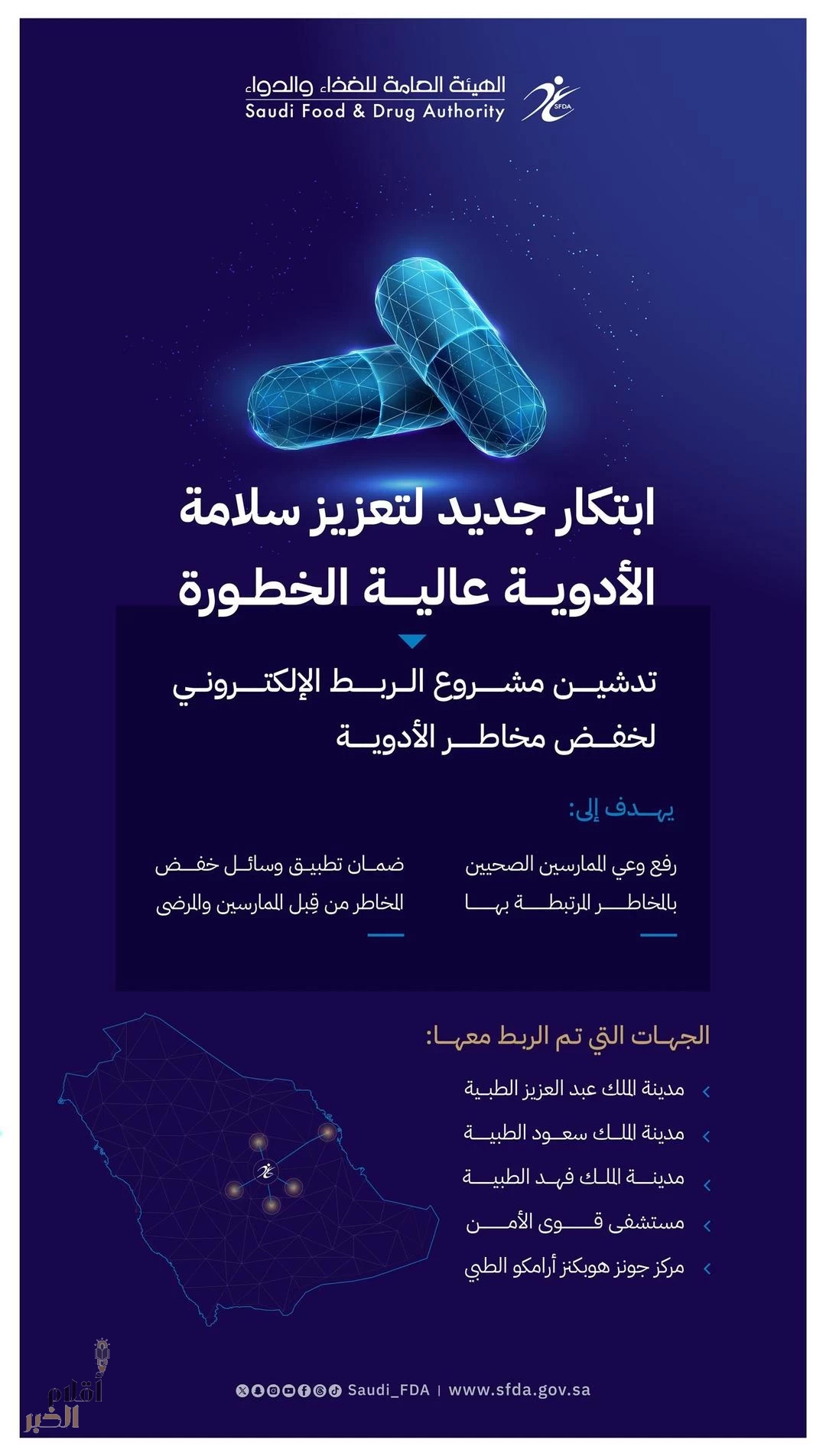 رئيس الغذاء والدواء يُدشّن مشروع الربط الإلكتروني لخفض مخاطر الأدوية