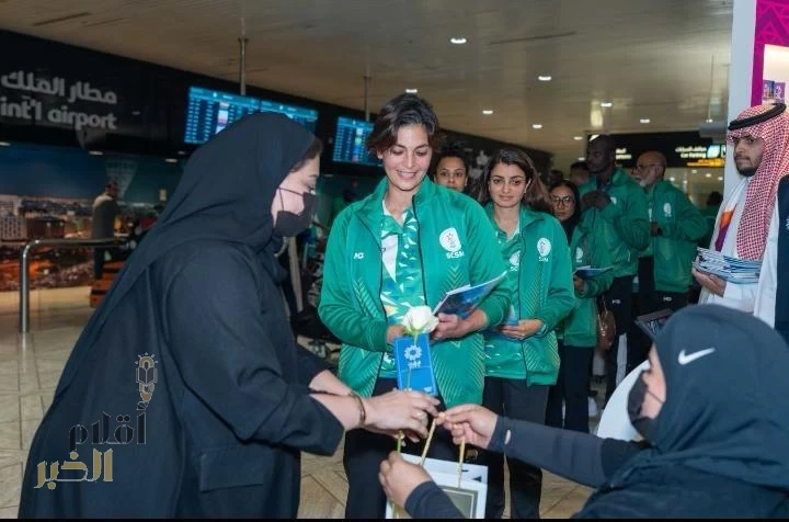 إسْتقٌبال أبطال المملكة المشاركين في بطولة العالم لألعاب القوى للأستاذة في السويد بمطار الملك خالد الدولي بالرياض