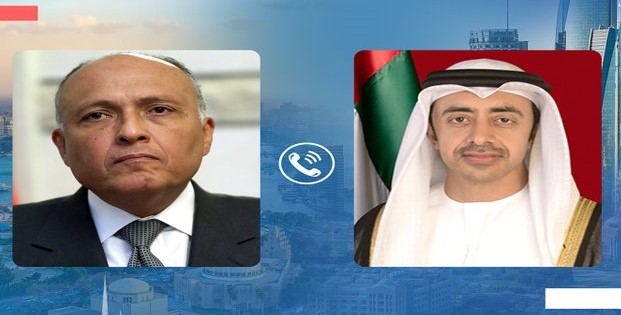 عبدالله بن زايد يهنئ هاتفيا سامح شكري بمناسبة توقيع اتفاق تعيين الحدود البحرية بين مصر واليونان