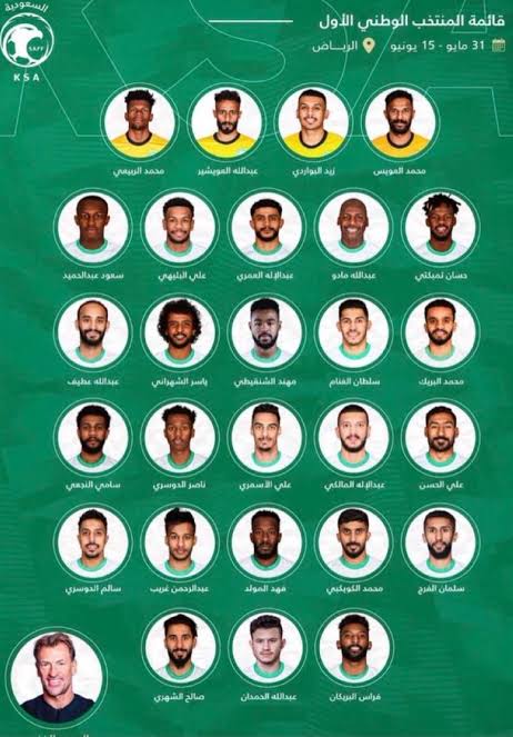 إعلان قائمة المنتخب السعودي استعداداً لخوض التصفيات المشتركة المؤهلة إلى كأسي العالم وآسيا