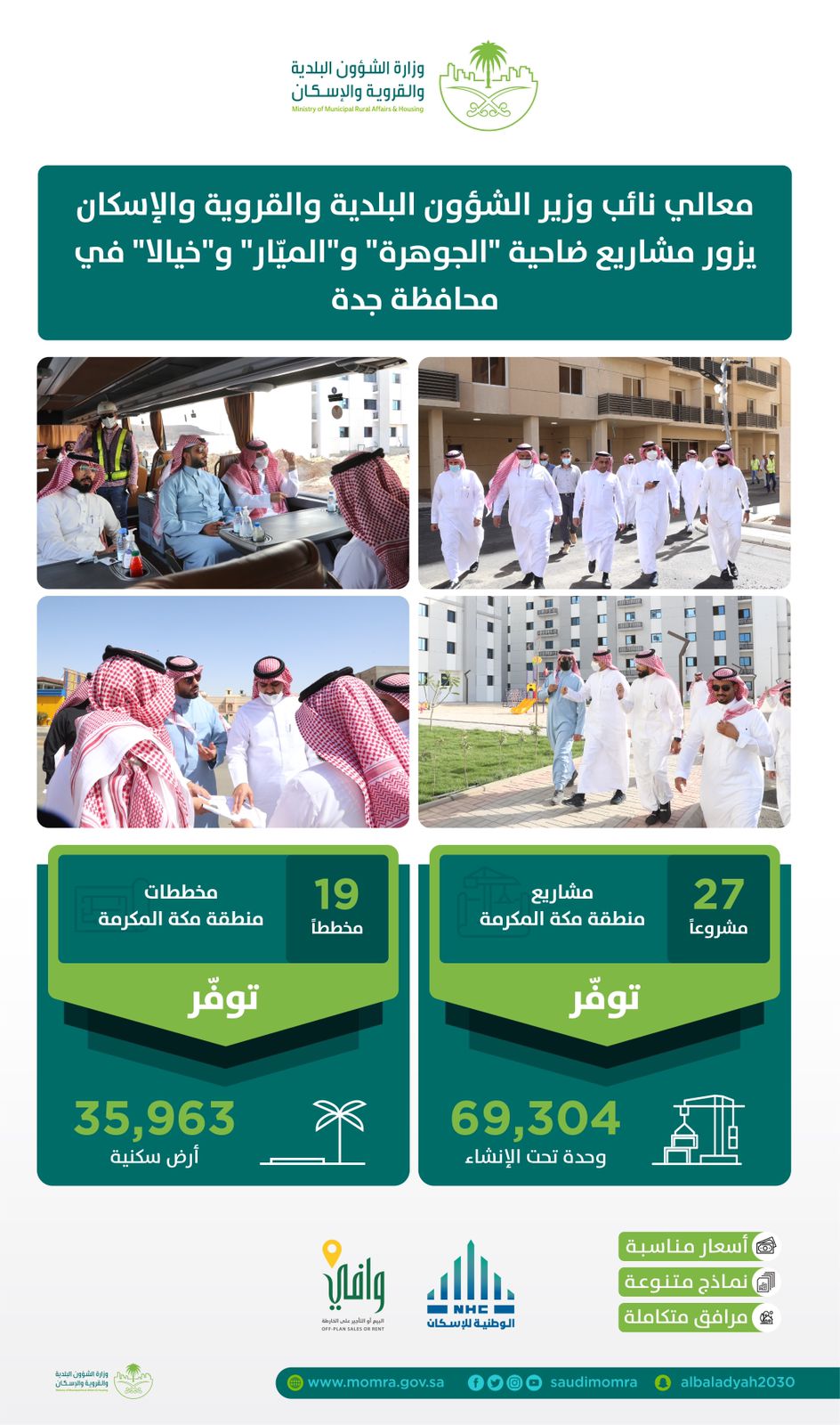 نائب وزير "البلدية والإسكان" يتفقد مشاريع الضواحي بمحافظة جدة